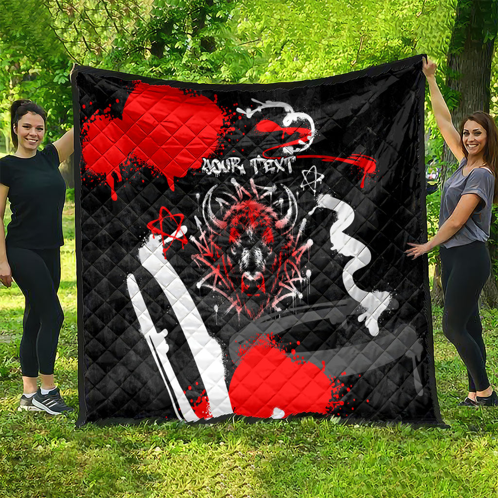 Personalized Montana Grizzly Bear and Bison Quilt Urban Graffiti Grunge Paint Splatter