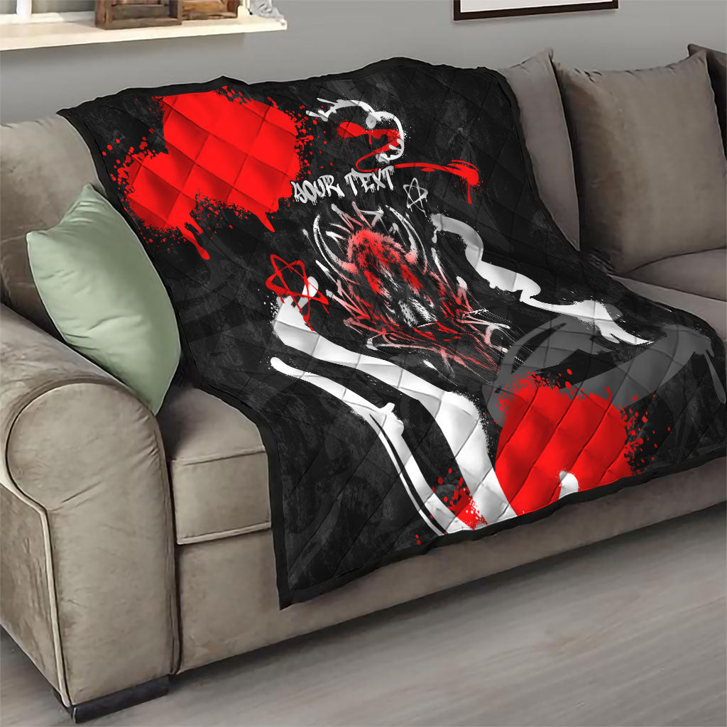 Personalized Montana Grizzly Bear and Bison Quilt Urban Graffiti Grunge Paint Splatter