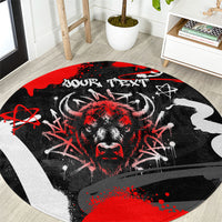 Personalized Montana Grizzly Bear and Bison Round Carpet Urban Graffiti Grunge Paint Splatter