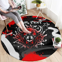 Personalized Montana Grizzly Bear and Bison Round Carpet Urban Graffiti Grunge Paint Splatter