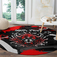 Personalized Montana Grizzly Bear and Bison Round Carpet Urban Graffiti Grunge Paint Splatter