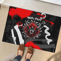 Personalized Montana Grizzly Bear and Bison Rubber Doormat Urban Graffiti Grunge Paint Splatter