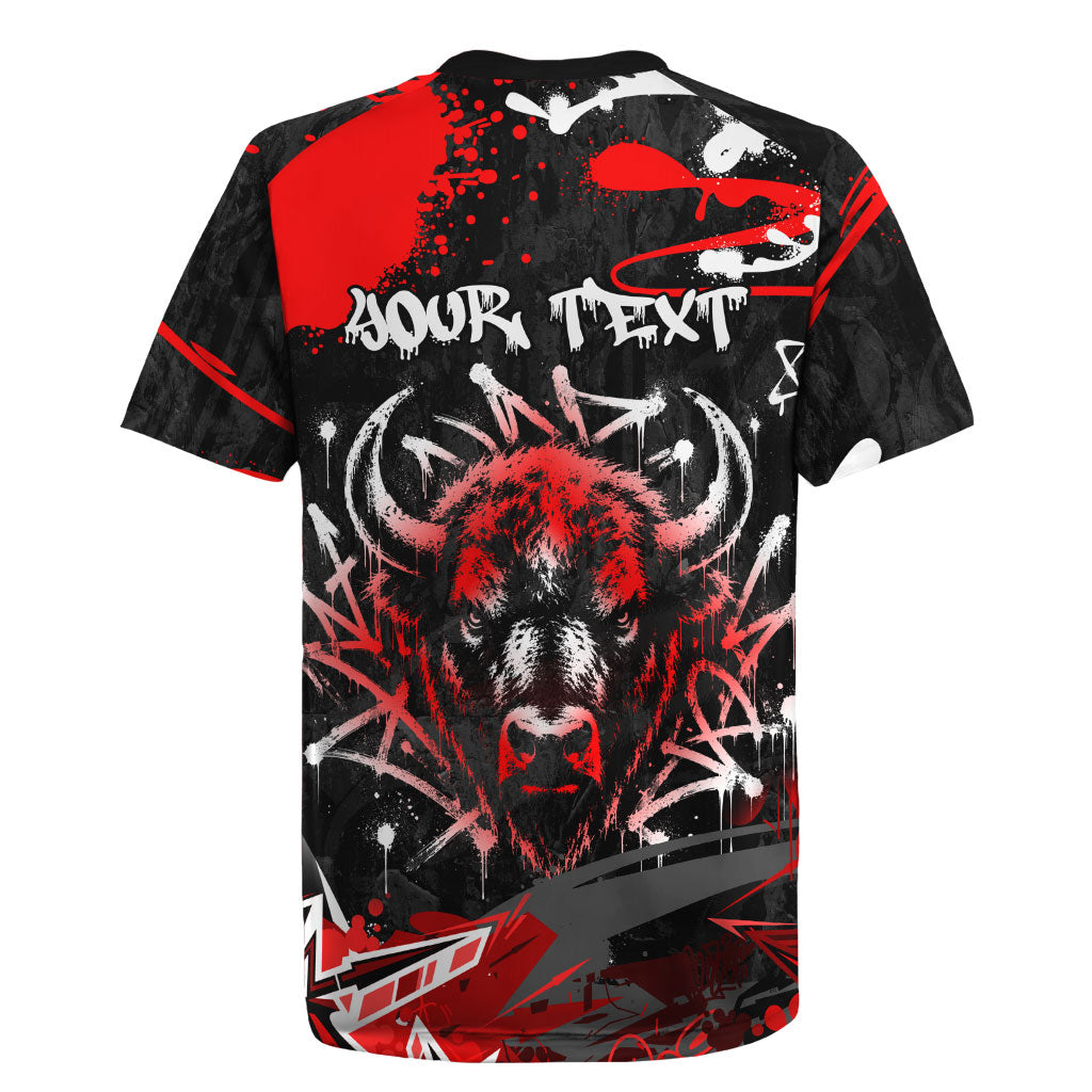 Personalized Montana Grizzly Bear and Bison Rugby Jersey Urban Graffiti Grunge Paint Splatter