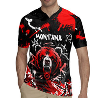 Personalized Montana Grizzly Bear and Bison Rugby Jersey Urban Graffiti Grunge Paint Splatter