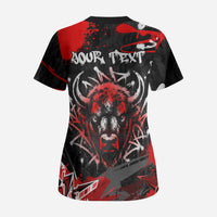Personalized Montana Grizzly Bear and Bison Scrub Top Urban Graffiti Grunge Paint Splatter