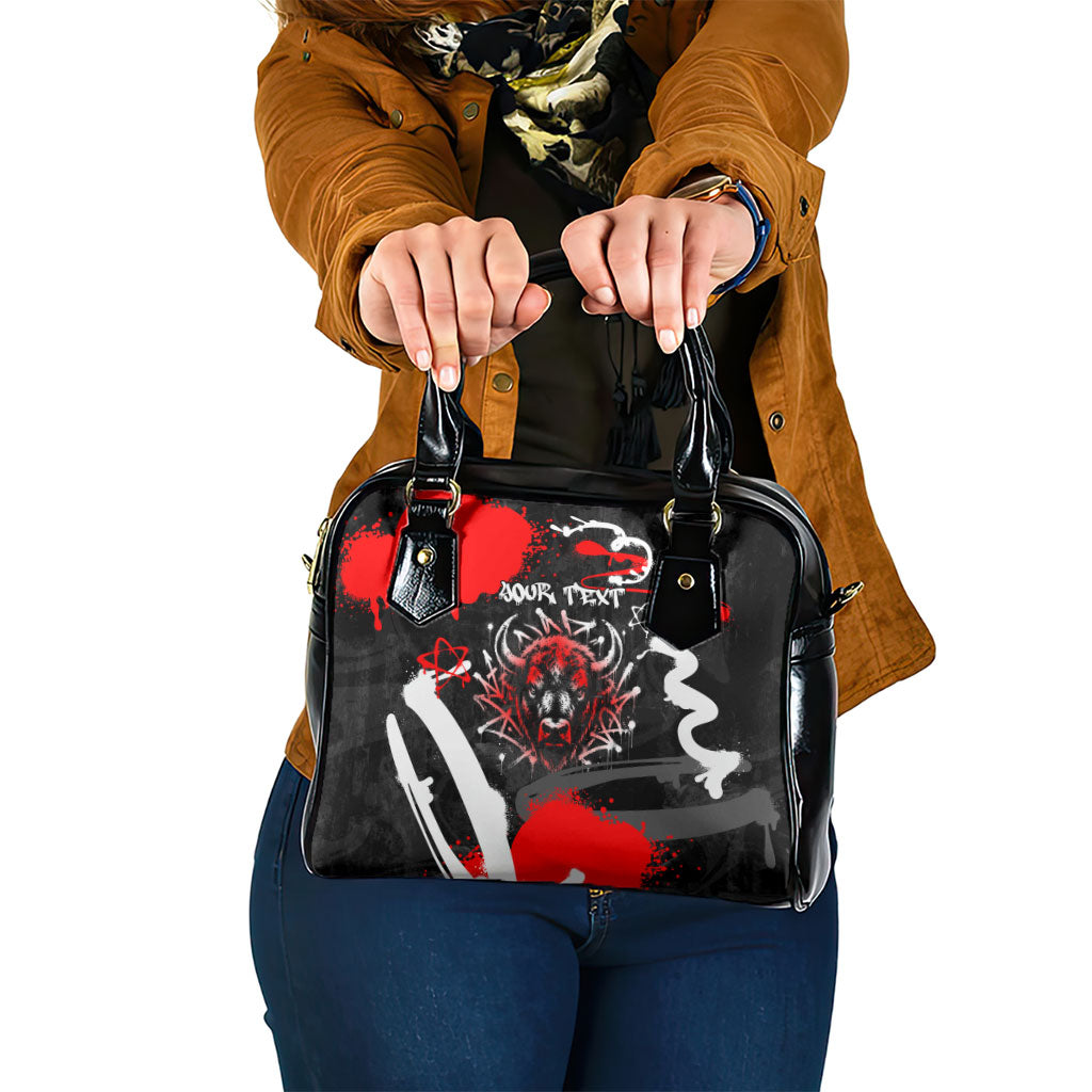 Personalized Montana Grizzly Bear and Bison Shoulder Handbag Urban Graffiti Grunge Paint Splatter