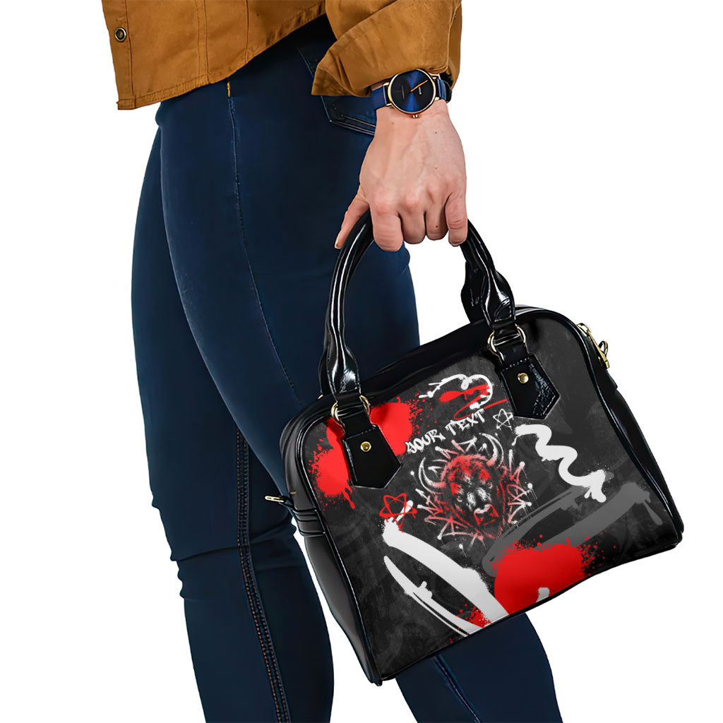 Personalized Montana Grizzly Bear and Bison Shoulder Handbag Urban Graffiti Grunge Paint Splatter