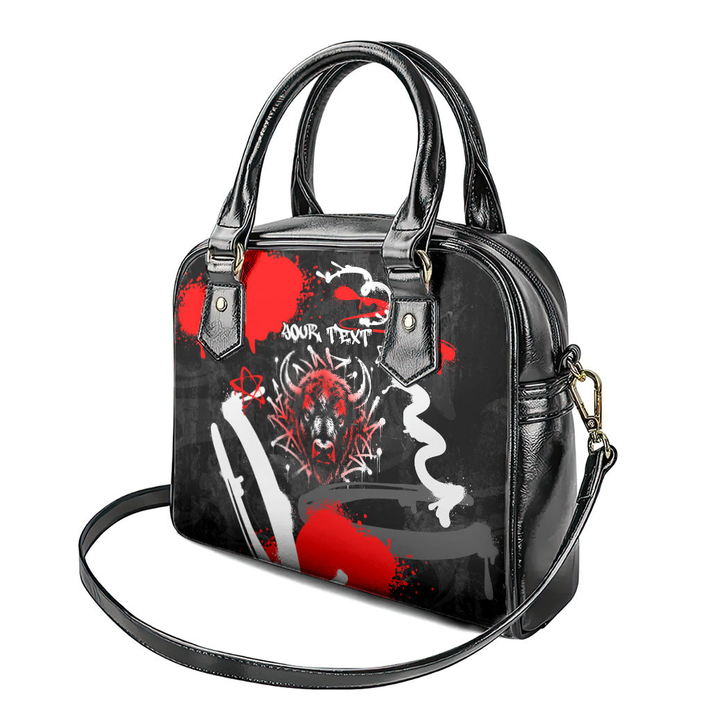 Personalized Montana Grizzly Bear and Bison Shoulder Handbag Urban Graffiti Grunge Paint Splatter