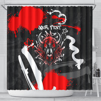 Personalized Montana Grizzly Bear and Bison Shower Curtain Urban Graffiti Grunge Paint Splatter