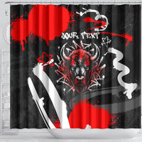 Personalized Montana Grizzly Bear and Bison Shower Curtain Urban Graffiti Grunge Paint Splatter