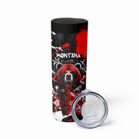 Personalized Montana Grizzly Bear and Bison Skinny Tumbler Urban Graffiti Grunge Paint Splatter