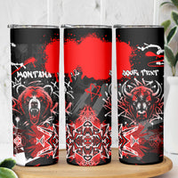 Personalized Montana Grizzly Bear and Bison Skinny Tumbler Urban Graffiti Grunge Paint Splatter