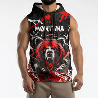 Personalized Montana Grizzly Bear and Bison Sleeveless Hoodie Urban Graffiti Grunge Paint Splatter