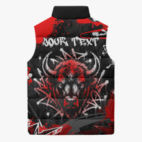 Personalized Montana Grizzly Bear and Bison Sleeveless Puffer Jacket Urban Graffiti Grunge Paint Splatter