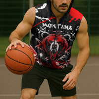 Personalized Montana Grizzly Bear and Bison Sleeveless Zip Hoodie Urban Graffiti Grunge Paint Splatter