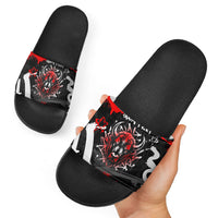 Personalized Montana Grizzly Bear and Bison Slide Sandals Urban Graffiti Grunge Paint Splatter