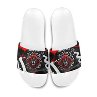 Personalized Montana Grizzly Bear and Bison Slide Sandals Urban Graffiti Grunge Paint Splatter