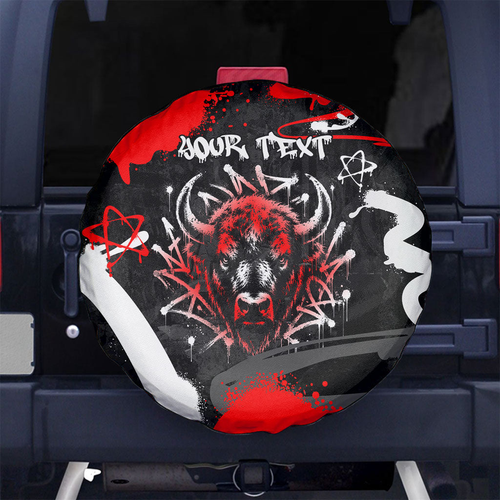 Personalized Montana Grizzly Bear and Bison Spare Tire Cover Urban Graffiti Grunge Paint Splatter