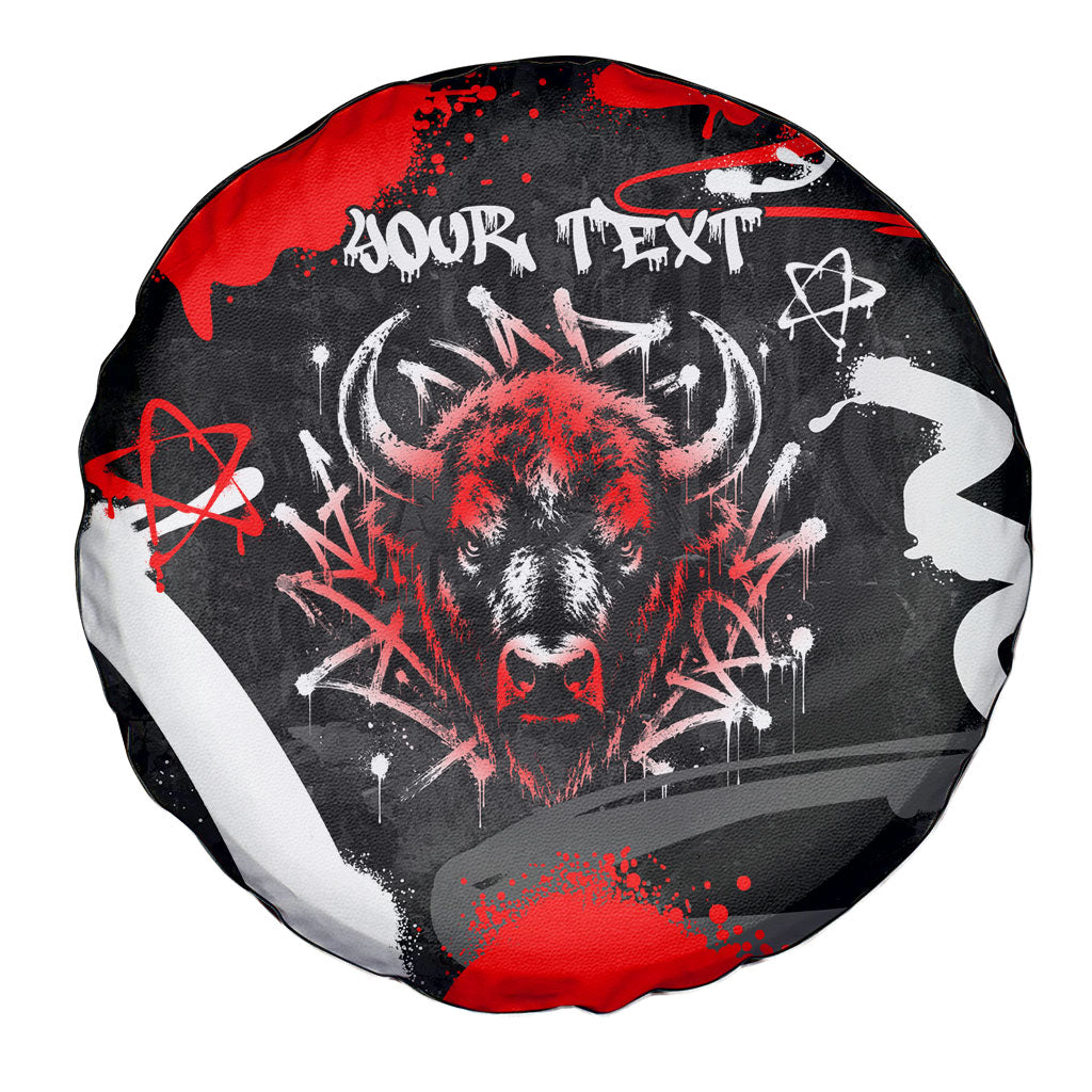 Personalized Montana Grizzly Bear and Bison Spare Tire Cover Urban Graffiti Grunge Paint Splatter