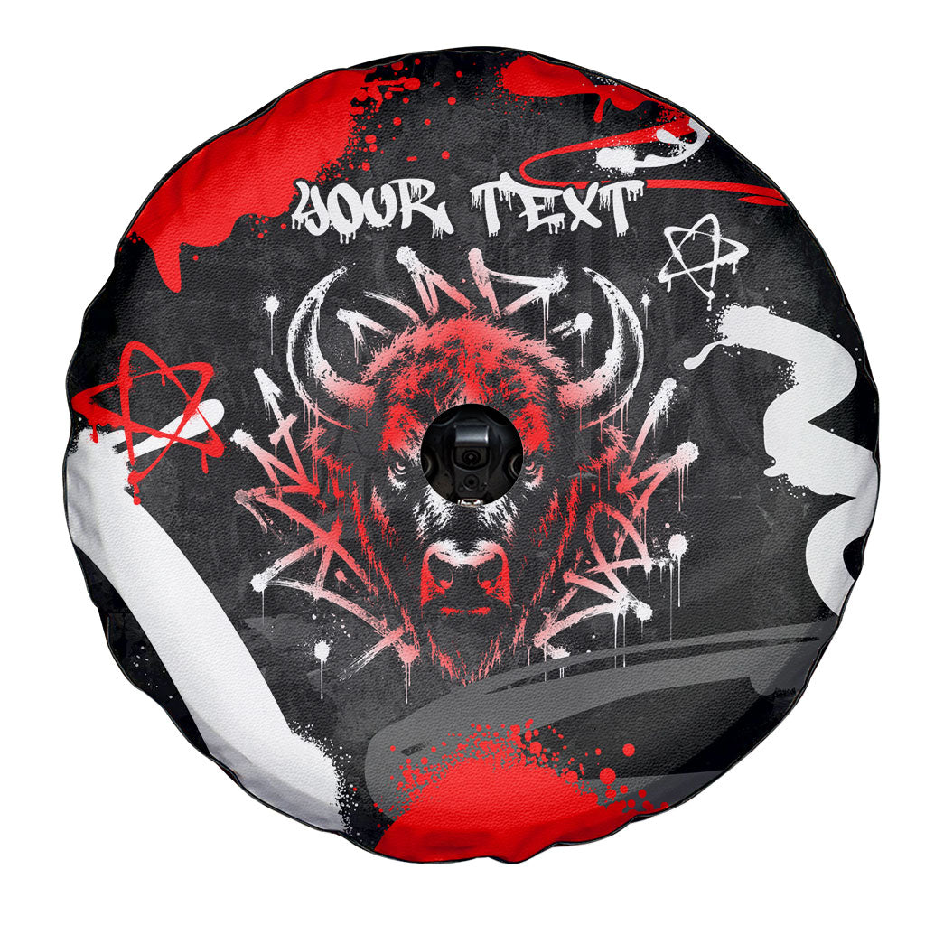 Personalized Montana Grizzly Bear and Bison Spare Tire Cover Urban Graffiti Grunge Paint Splatter