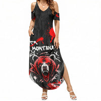 Personalized Montana Grizzly Bear and Bison Summer Maxi Dress Urban Graffiti Grunge Paint Splatter