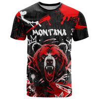 Personalized Montana Grizzly Bear and Bison T Shirt Urban Graffiti Grunge Paint Splatter