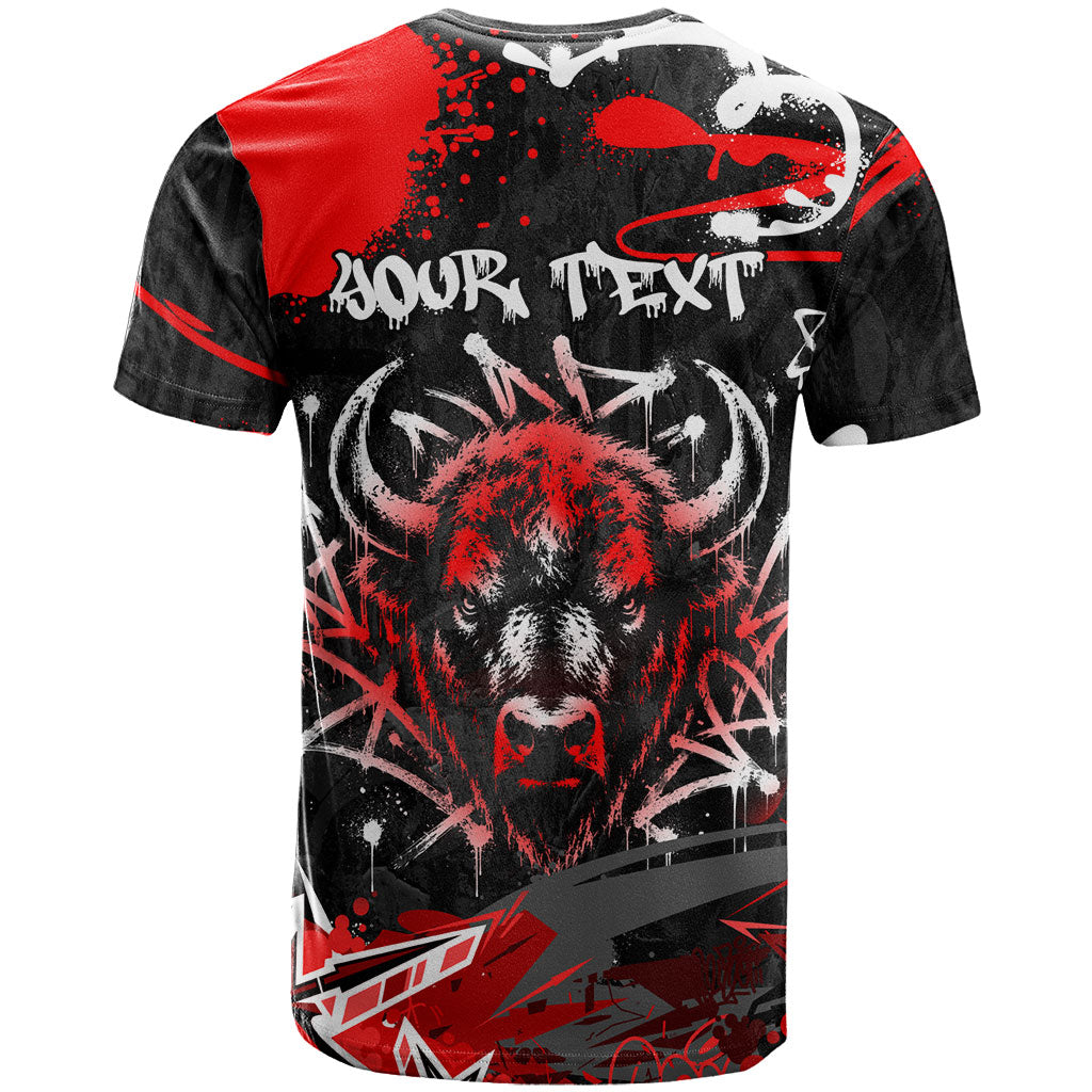 Personalized Montana Grizzly Bear and Bison T Shirt Urban Graffiti Grunge Paint Splatter
