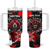 Personalized Montana Grizzly Bear and Bison Tumbler With Handle Urban Graffiti Grunge Paint Splatter