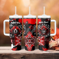 Personalized Montana Grizzly Bear and Bison Tumbler With Handle Urban Graffiti Grunge Paint Splatter