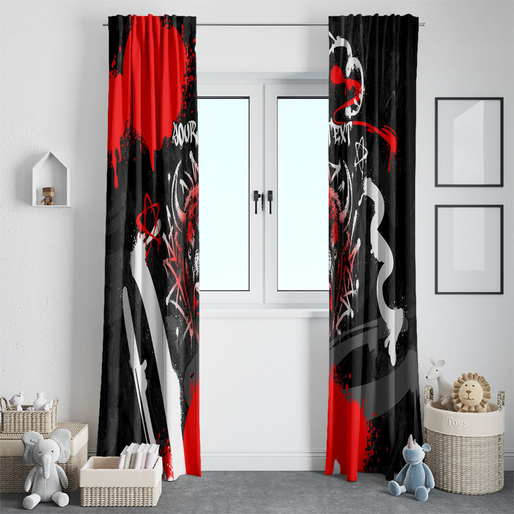 Personalized Montana Grizzly Bear and Bison Window Curtain Urban Graffiti Grunge Paint Splatter