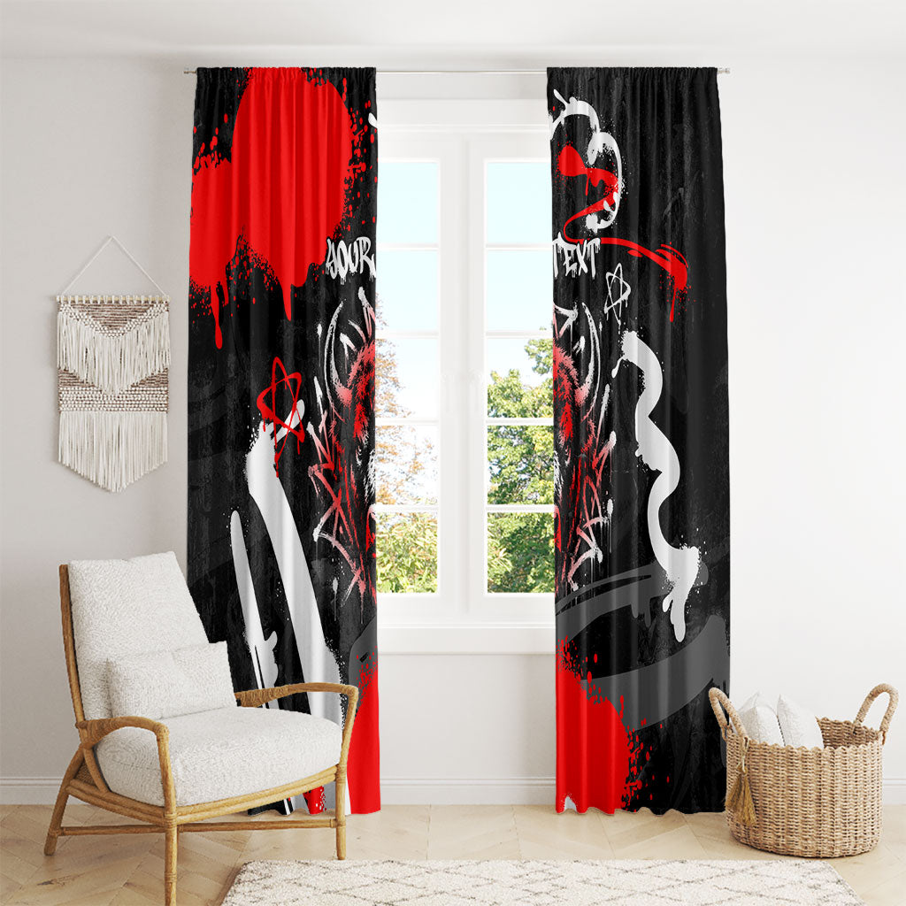 Personalized Montana Grizzly Bear and Bison Window Curtain Urban Graffiti Grunge Paint Splatter