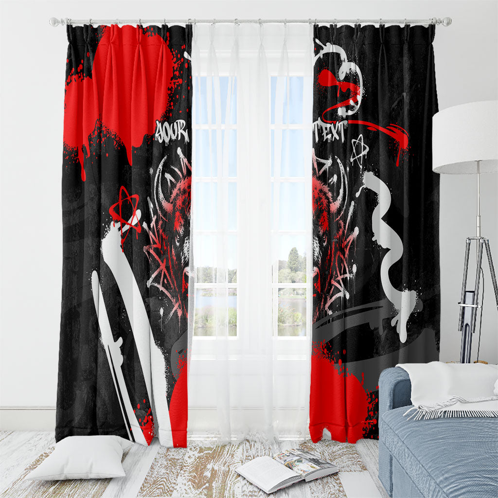 Personalized Montana Grizzly Bear and Bison Window Curtain Urban Graffiti Grunge Paint Splatter