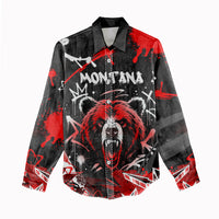Personalized Montana Grizzly Bear and Bison Women Casual Shirt Urban Graffiti Grunge Paint Splatter