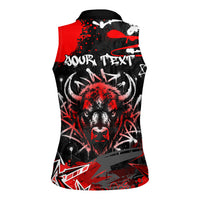 Personalized Montana Grizzly Bear and Bison Women Sleeveless Polo Shirt Urban Graffiti Grunge Paint Splatter