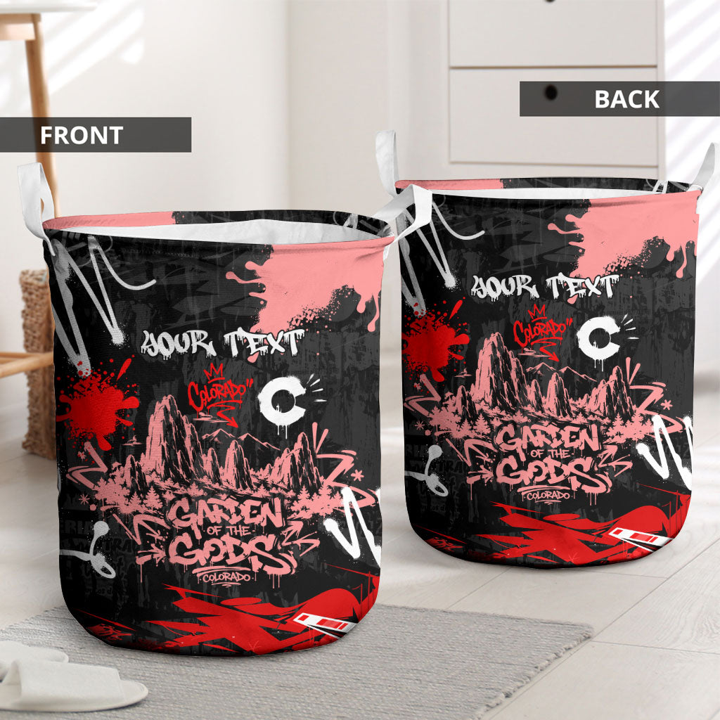 Personalized Colorado Garden Of The Gods Laundry Basket Urban Graffiti Paint Splatter Street Art