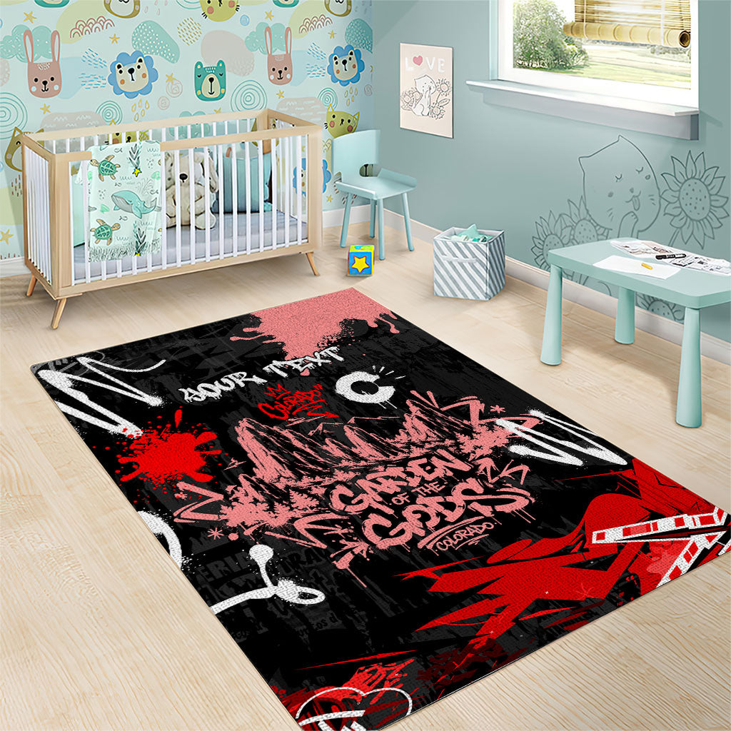 Personalized Colorado Garden Of The Gods Area Rug Urban Graffiti Paint Splatter Street Art