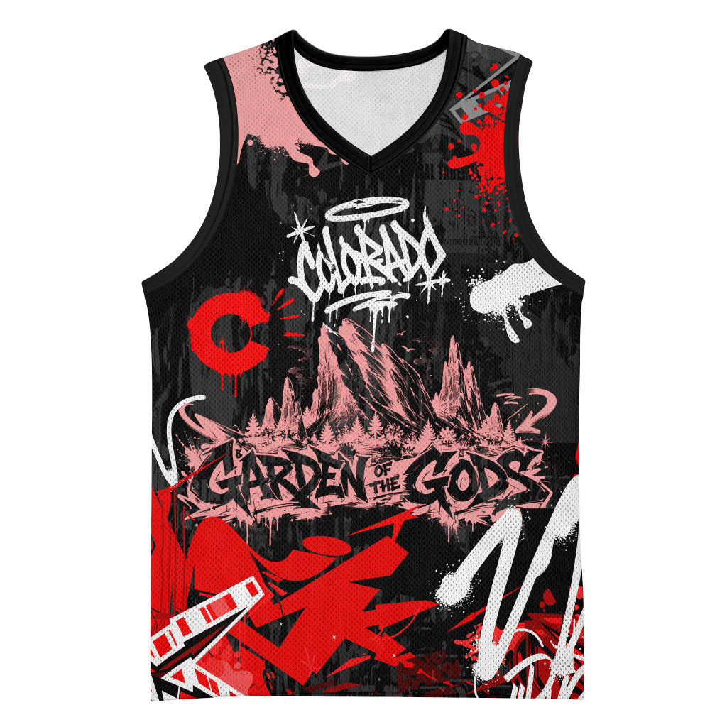 Personalized Colorado Garden Of The Gods Basketball Jersey Urban Graffiti Paint Splatter Street Art