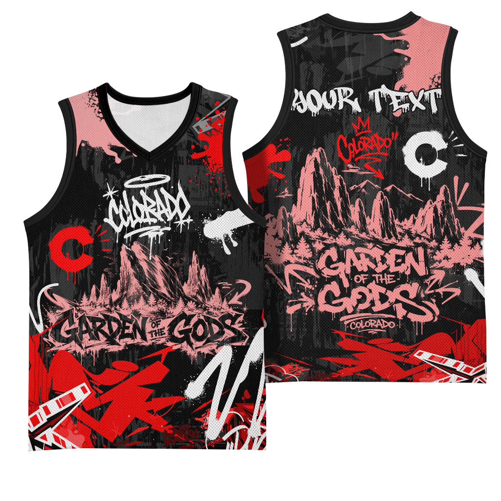 Personalized Colorado Garden Of The Gods Basketball Jersey Urban Graffiti Paint Splatter Street Art