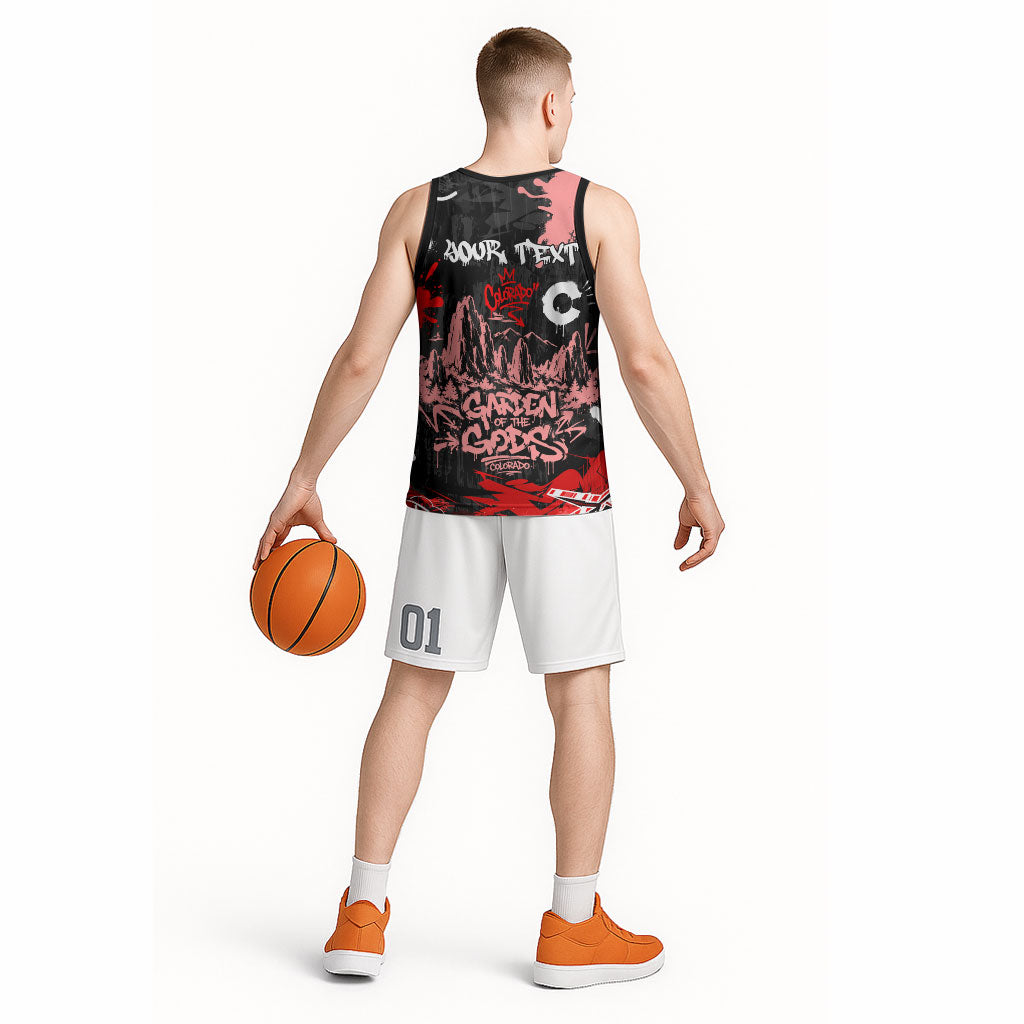 Personalized Colorado Garden Of The Gods Basketball Jersey Urban Graffiti Paint Splatter Street Art