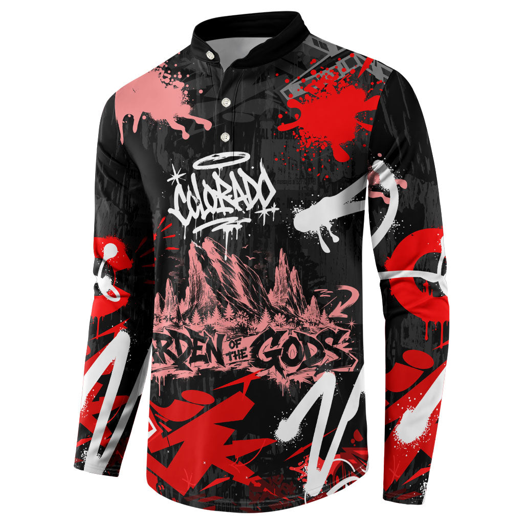 Personalized Colorado Garden Of The Gods Button Sweatshirt Urban Graffiti Paint Splatter Street Art