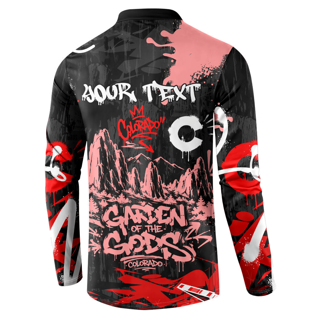 Personalized Colorado Garden Of The Gods Button Sweatshirt Urban Graffiti Paint Splatter Street Art