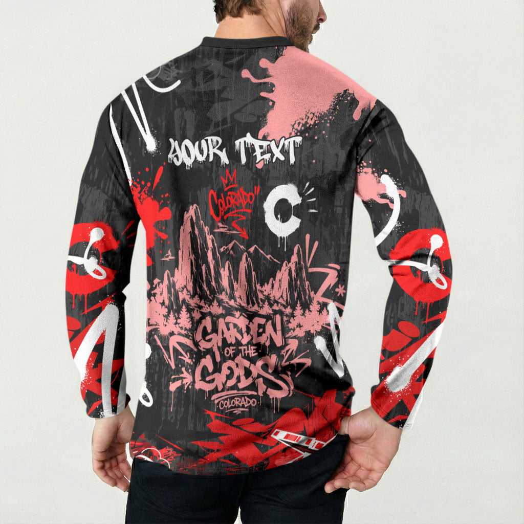 Personalized Colorado Garden Of The Gods Button Sweatshirt Urban Graffiti Paint Splatter Street Art