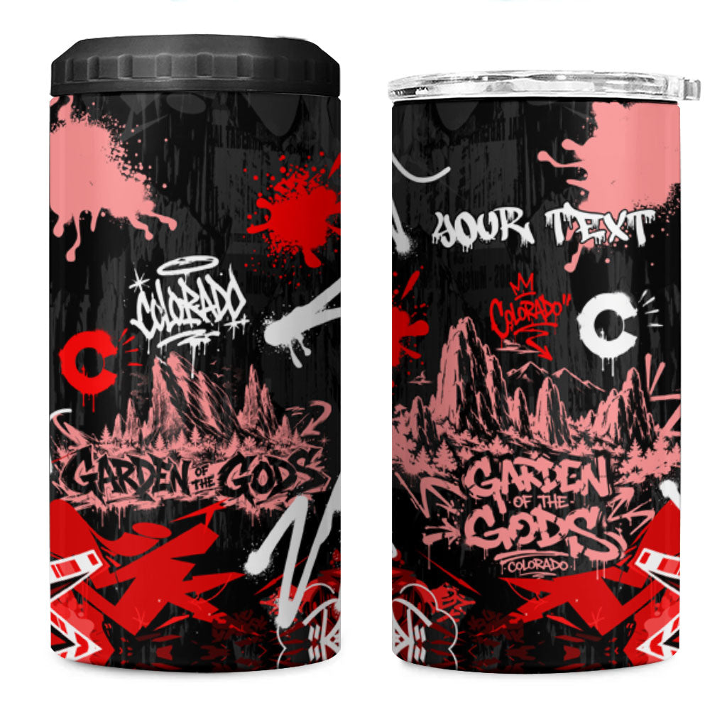 Personalized Colorado Garden Of The Gods 4 in 1 Can Cooler Tumbler Urban Graffiti Paint Splatter Street Art
