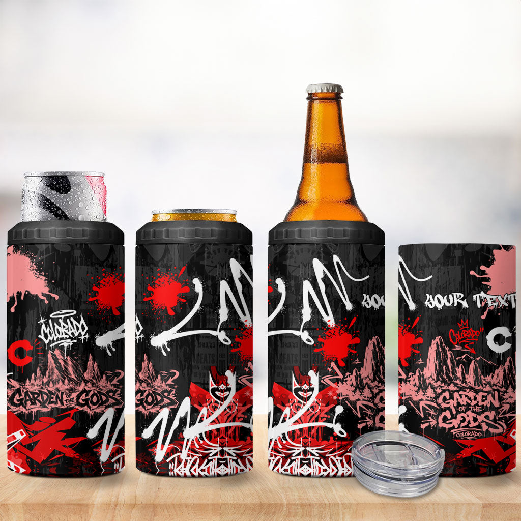 Personalized Colorado Garden Of The Gods 4 in 1 Can Cooler Tumbler Urban Graffiti Paint Splatter Street Art