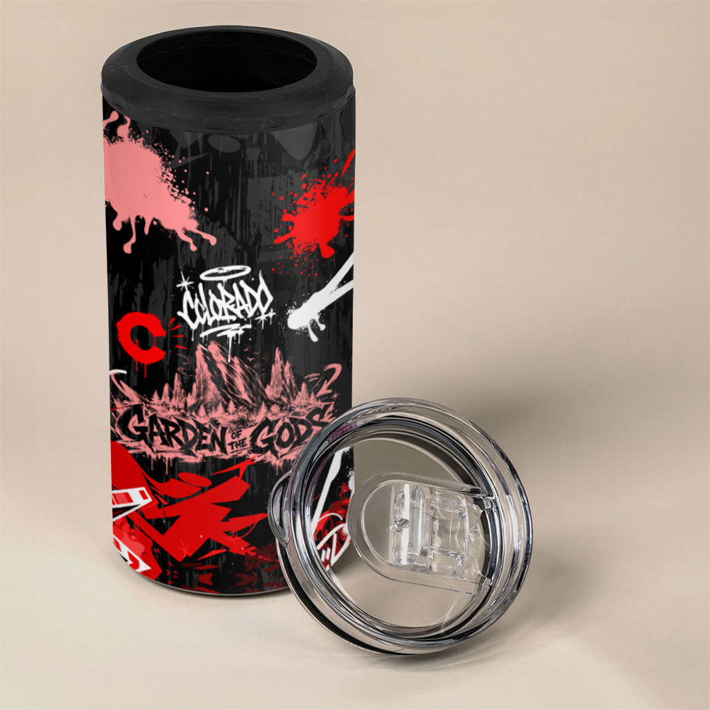 Personalized Colorado Garden Of The Gods 4 in 1 Can Cooler Tumbler Urban Graffiti Paint Splatter Street Art