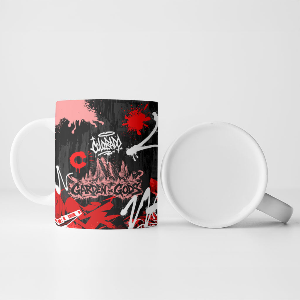 Personalized Colorado Garden Of The Gods Ceramic Mug Urban Graffiti Paint Splatter Street Art
