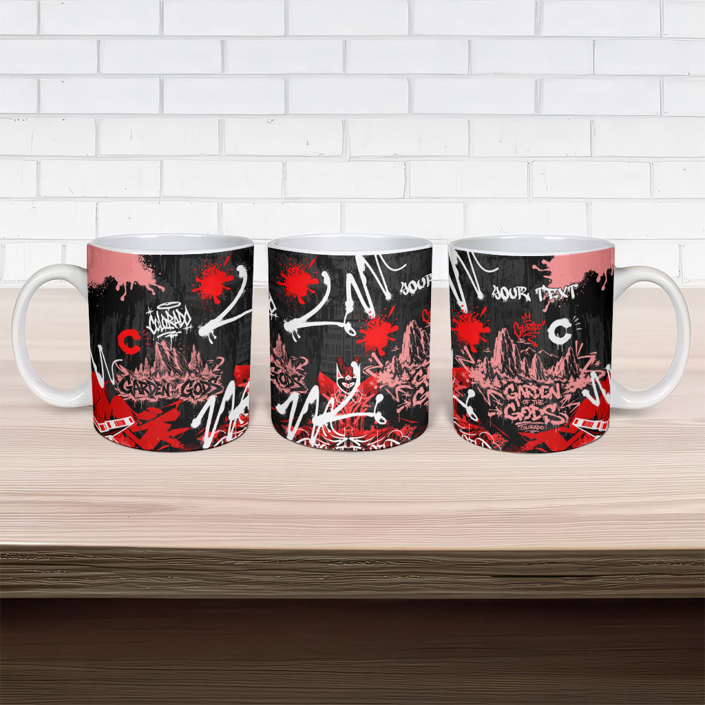 Personalized Colorado Garden Of The Gods Ceramic Mug Urban Graffiti Paint Splatter Street Art