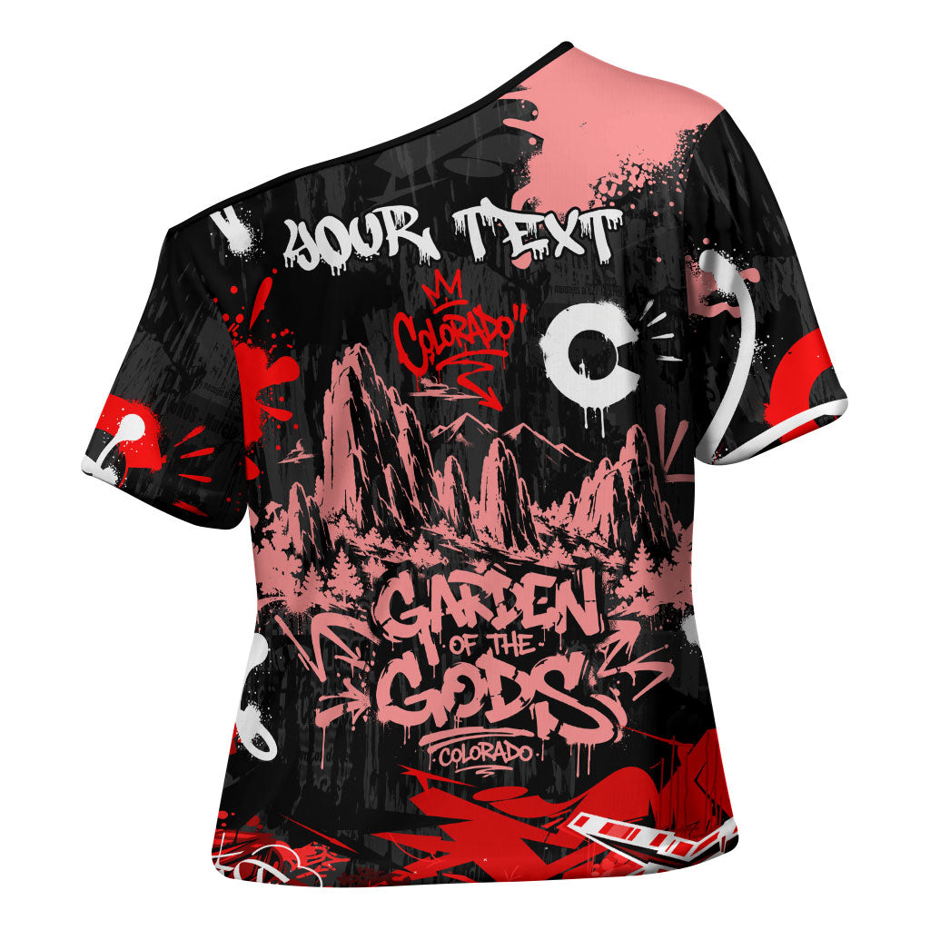 Personalized Colorado Garden Of The Gods Cross Shoulder Shirt Urban Graffiti Paint Splatter Street Art