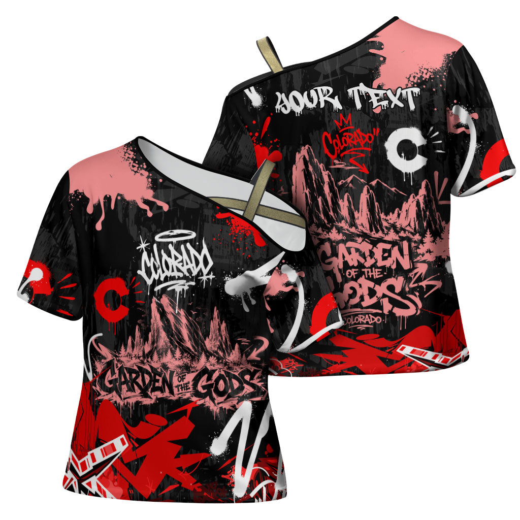 Personalized Colorado Garden Of The Gods Cross Shoulder Shirt Urban Graffiti Paint Splatter Street Art