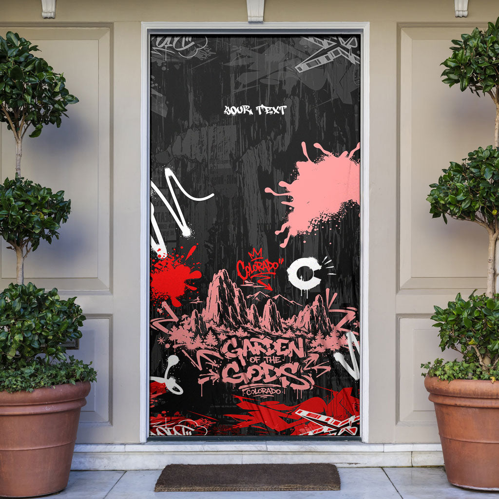 Personalized Colorado Garden Of The Gods Door Cover Urban Graffiti Paint Splatter Street Art
